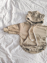 Load image into Gallery viewer, Little Bear Hooded Romper in Khaki