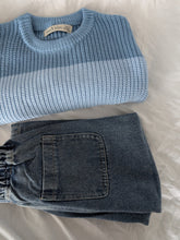 Load image into Gallery viewer, Oversized Chunky Knit in Striped Baby Blue
