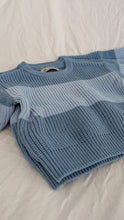 Load image into Gallery viewer, Oversized Chunky Knit in Striped Baby Blue
