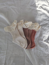 Load image into Gallery viewer, Frilly Socks in Mocha
